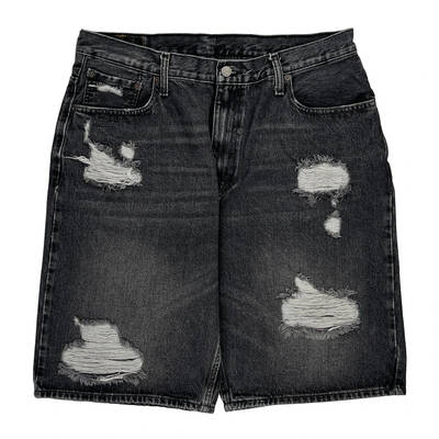 569 Levis Denim Shorts - 36W 11L Black Cotton