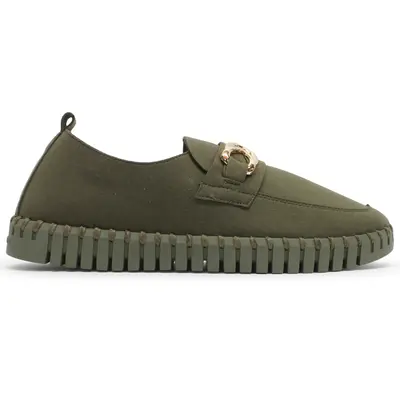 Ilse Jacobsen Tulip 3976 Textile Women's Slip On Shoes - Deep Olive Deep Olive - Size:US 7 Women