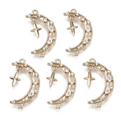 Brass Micro Pave Cubic Zirconia Links Connectors