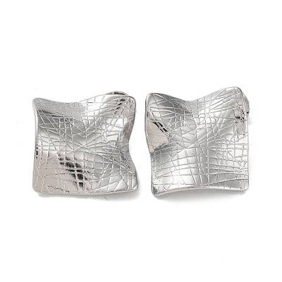 Non-Tarnish 304 Stainless Steel Textured Square Ear Studs for Women