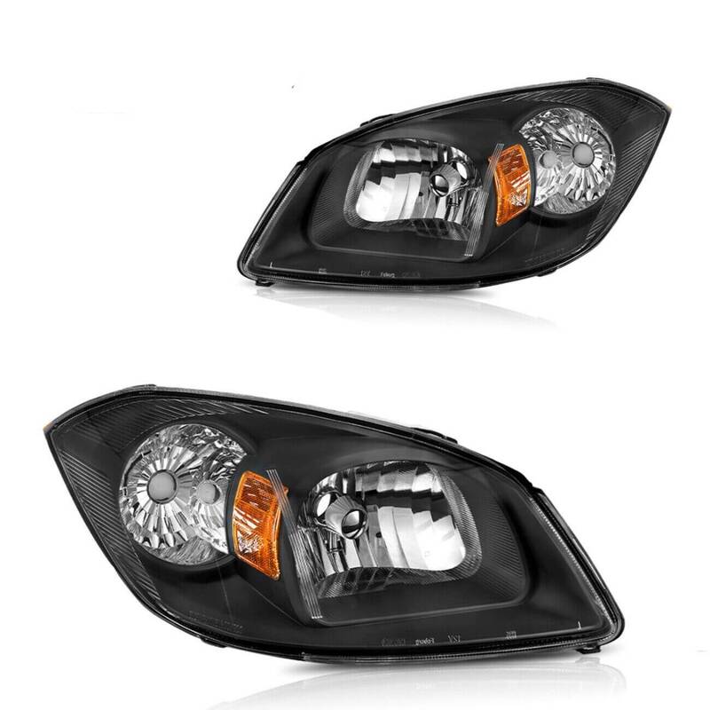 YITAMOTOR® 2005-2010 Chevy Cobalt / 2005-2006 Pontiac Pursuit Headlights Assembly Black Housing Amber Reflector Clear Lens