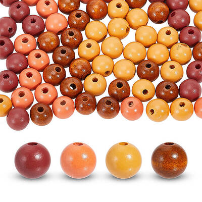 160Pcs 4 Colors Spray Painted Wood European Beads