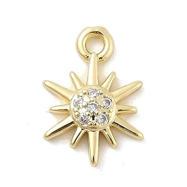 Brass Micro Pave Clear Cubic Zirconia Charms