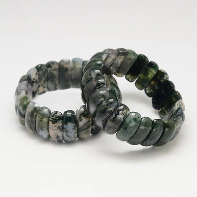 Natural Moss Agate Stretch Bracelets