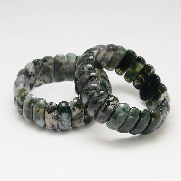 Natural Moss Agate Stretch Bracelets
