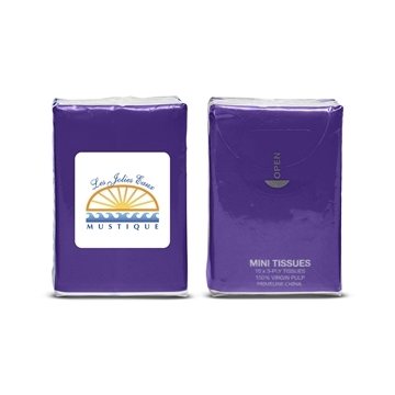 100 Customized Mini Tissue Packet - 3-Ply & Resealable