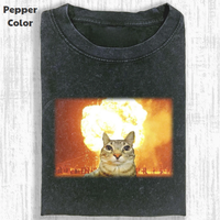Funny Animal Vintage Graphic Tee, Cats and Explosions T-Shirt, Animal Shirt, Unisex Meme Cringe Funny Shirt, Menswear Womensw...