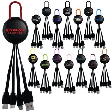 100 Promotional Black Colorful Clip 3 in 1 Charging Cable - ...