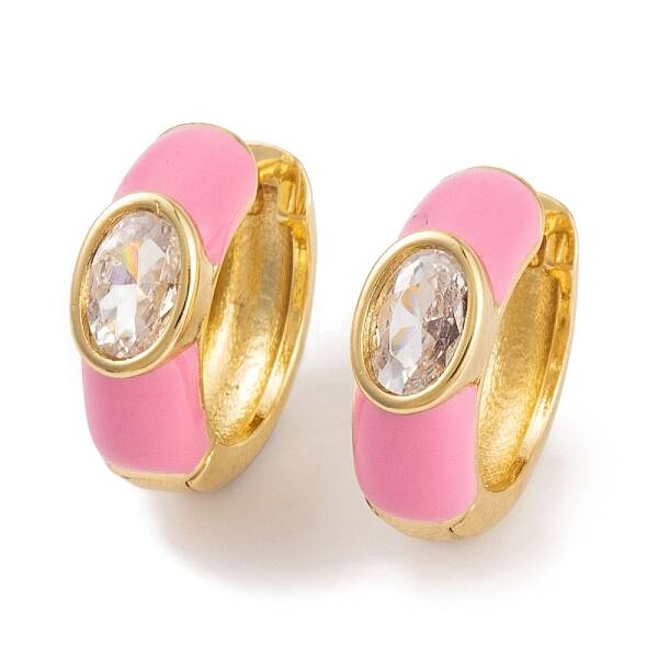 Rack Plating Brass Cubic Zirconia Enamel Earrings