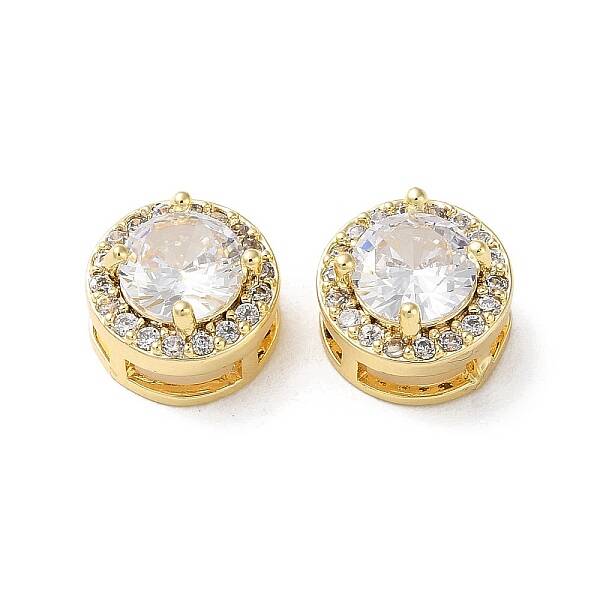 Brass Micro Pave Cubic Zirconia Slide Charms