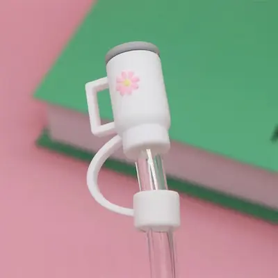 Silicone Reusable Straw Cover Cap, 1 Count Silicone Straw Topper, Mini Drinking Straw Topper, Reusable Dust Proof Straw Tip C...