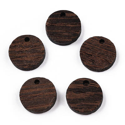 Natural Wenge Wood Flat Round Charms