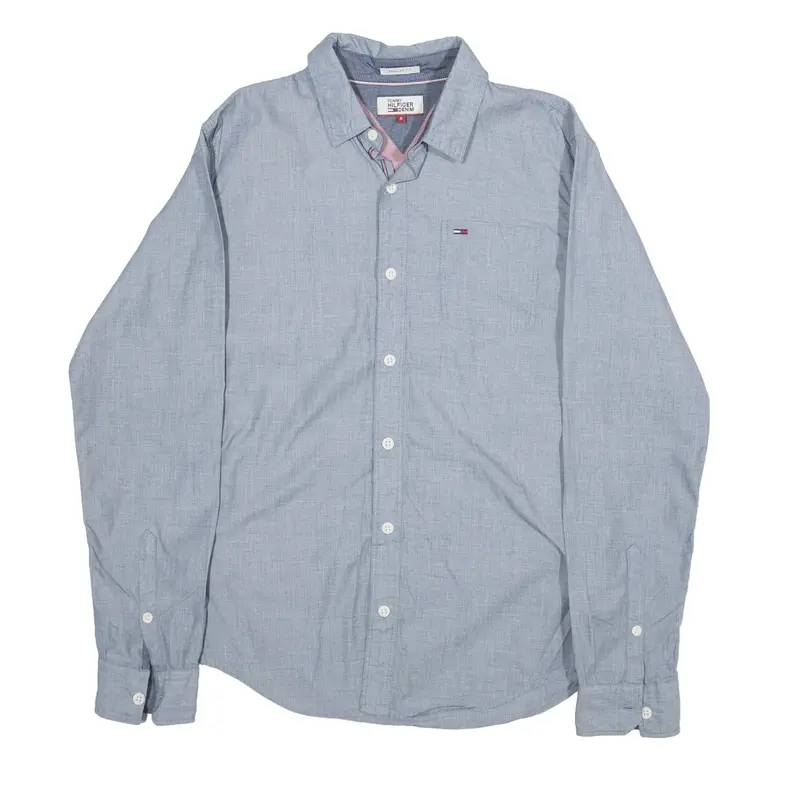 TOMMY HILFIGER Plain Shirt Grey Long Sleeve Mens S