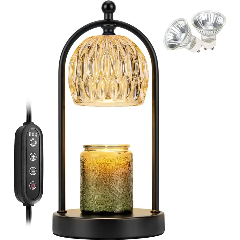 Candle Warmer Lamp with Timer, Electric White Candle Warmer Light for Bedroom, Dimmable Wax Melts Warmer for Candle Jars, Bes...