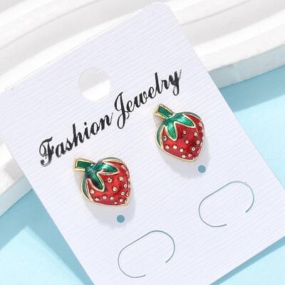 Brass Enamel Stud Earrings for Women