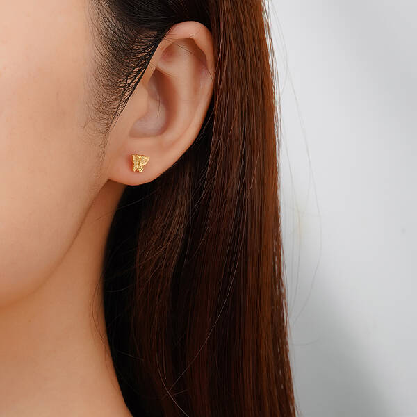 Stylish Stainless Steel Butterfly Stud Earrings for Women's Daily Wear