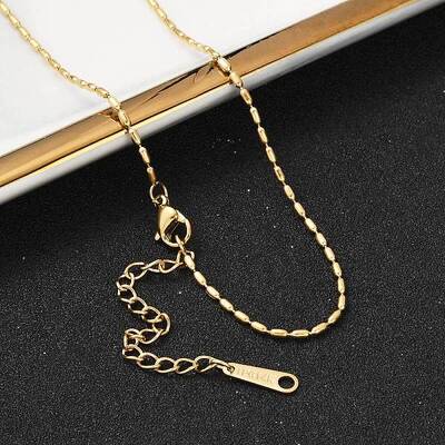 Ion Plating(IP) 304 Stainless Steel Oval Ball Chain Necklace for Men Women