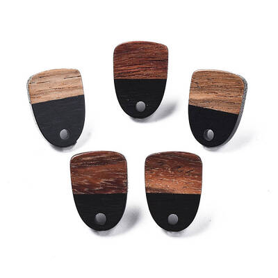 Opaque Resin & Walnut Wood Stud Earring Findings