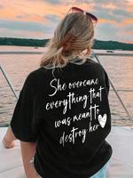 Women's Letter & Heart Print Round Neck Tee, Trendy Casual Graphic Short Sleeve T-Shirt for Daily Wear, Ladies Clothes for A...