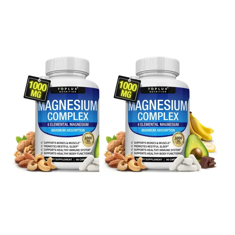 Magnesium Glycinate Complex Supplement 8 Elements 1000mg For Bone, Muscle, Recovery, Energy, Vegetarian 90 Capsules Health Fi...
