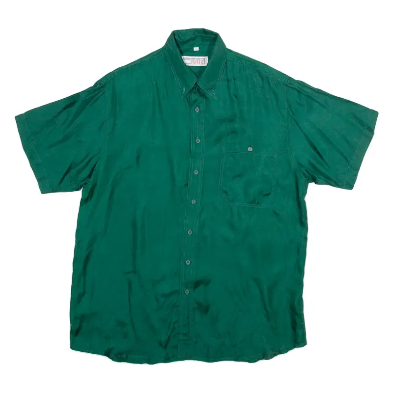 DIRECT Mens Plain Shirt Green Silk L