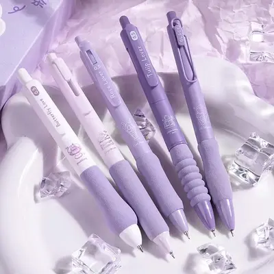 0.5mm Black Ink Gel Pen, 5pcs/box Quick Dry Gel Pen, School Supplies Kawaii Stationery Smooth Writing Pen For Student Home Of...