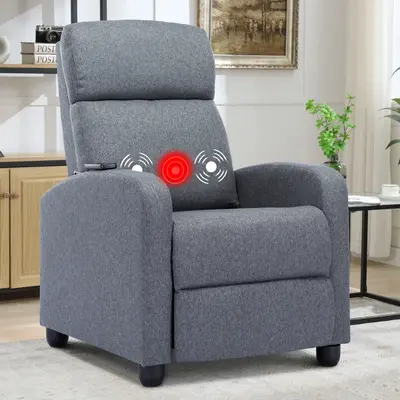 EBELLO Massage Recliner Chair Fabric Winback Recliner Chairs, Modern Padded Seat Reclining Chair Single Sofa for Living Room,...