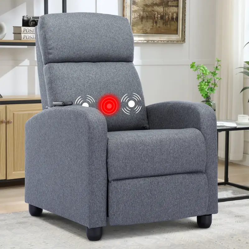 EBELLO Massage Recliner Chair Fabric Winback Recliner Chairs, Modern Padded Seat Reclining Chair Single Sofa for Living Room,...