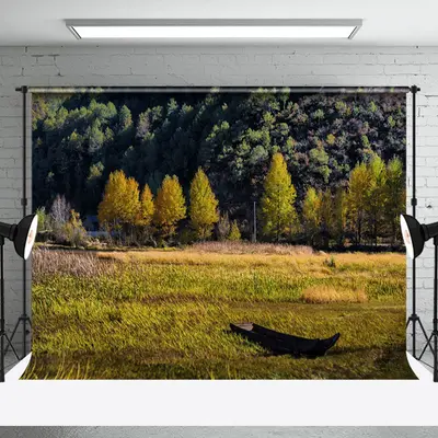 Aperturee Grass Boat Woods Autumn Outdoor Photography Backdrop | Photography Photo Background | Photo Booth Backdrop | Photos...