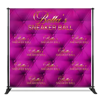 Aperturee Custom Pink Sneaker Ball Step And Repeat Banner, 4X8FT(1.2X2.5M), 42 USD, step and repeat backdrops, CF1_DZCJ5N59-U