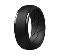 Black Step Edge Men's Silicone Wedding Rings 10mm Wide 2.5mm Thick Rubber Bands With Breathable Grooves Engagement Ring