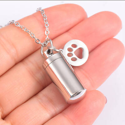 Non-Tarnish Stainless Steel Column and Word Love Urn Ashes Pendant Necklace