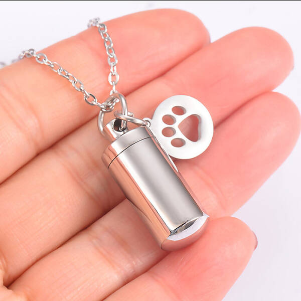 Non-Tarnish Stainless Steel Column and Word Love Urn Ashes Pendant Necklace