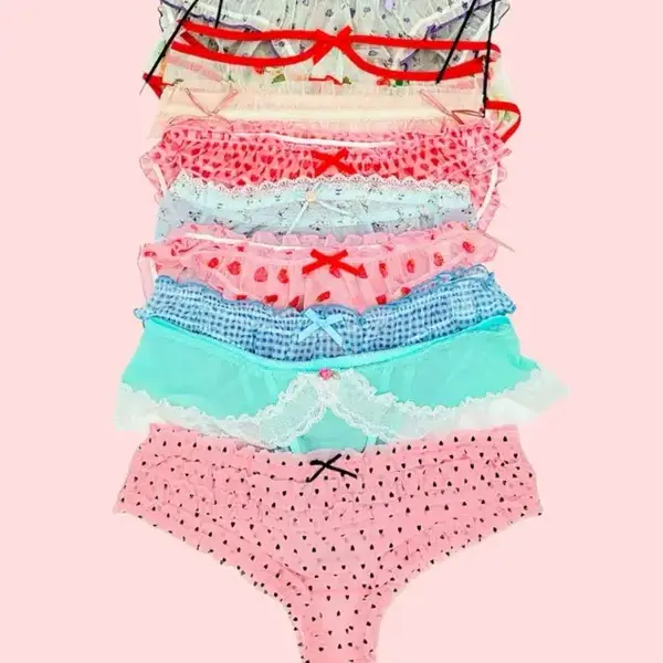 MILANBLOCKS XS-2XL Soft Girl Sheer Knicker Fitted Lace Panties with Floral Embroidery & Ruffle Details Casual Elegant Underwe...