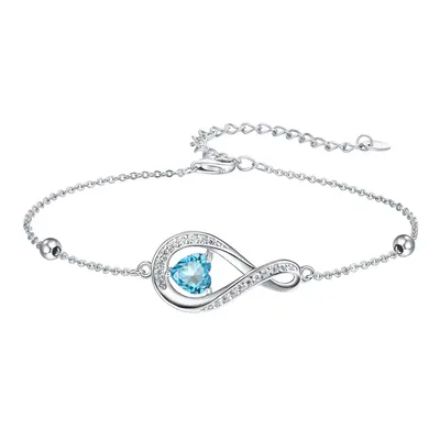Sterling Silver Cubic Zirconia Heart Charm Bracelet