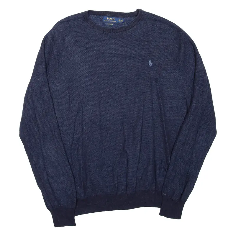 POLO RALPH LAUREN Mens Jumper Blue Tight Knit XL