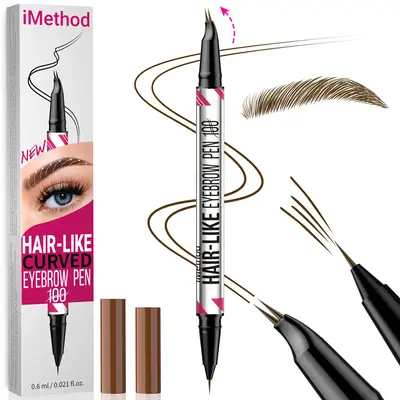 iMethod Curved Eyebrow Pen - Eyebrow Pencil Magical 2-in-1 Dual-Ended Eye Brow Pencils for Women with Fork-Tip & Precise Brus...