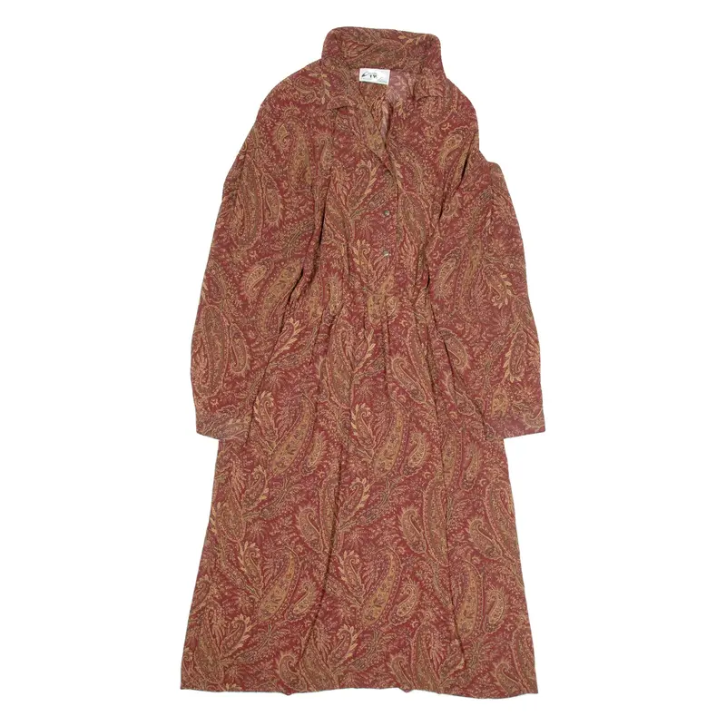 WILLI Womens A-Line Dress Red Paisley Long Sleeve Midi L