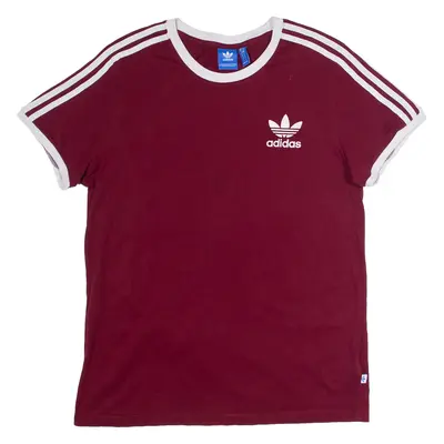 ADIDAS ORIGINALS Womens T-Shirt Maroon Crew Neck UK 10