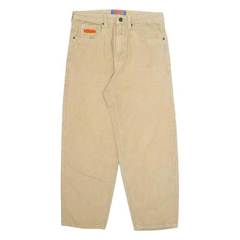 EMPYRE Womens Corduroy Trousers Beige Regular Tapered W30 L26