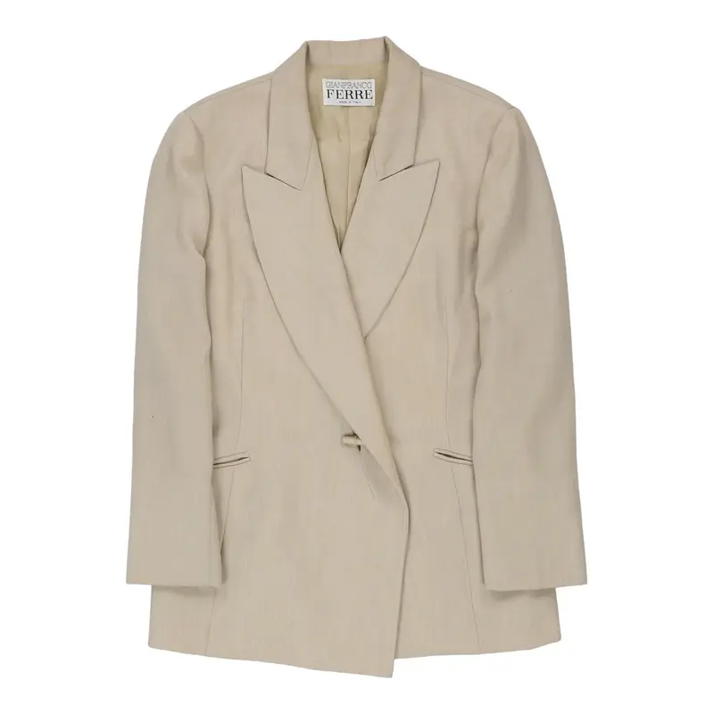 Gianfranco Ferre Blazer - Large Cream Wool | Size: large