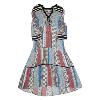 MONSOON Womens A-Line Dress Blue Viscose Crazy Pattern Long Sleeve Long S