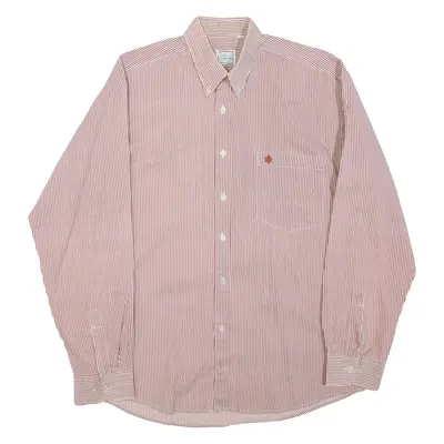 FREE LOOK LE CHEMISE Mens Shirt Maroon Striped Long Sleeve XL