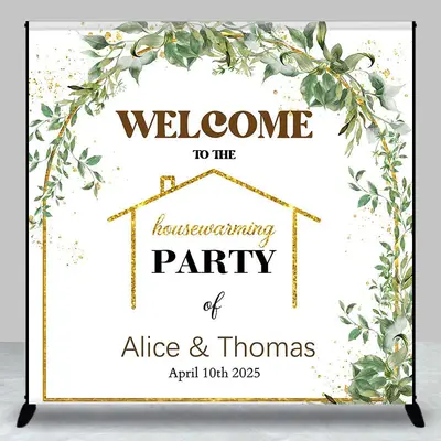 Aperturee Arch Plant Custom Name Housewarming Party Bakdrop | House Warming Backdrop | Housewarming Party Decoration | Backdr...