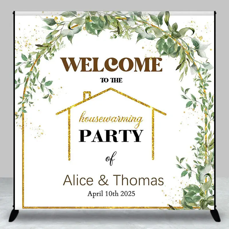 Aperturee Arch Plant Custom Name Housewarming Party Bakdrop | House Warming Backdrop | Housewarming Party Decoration | Backdr...