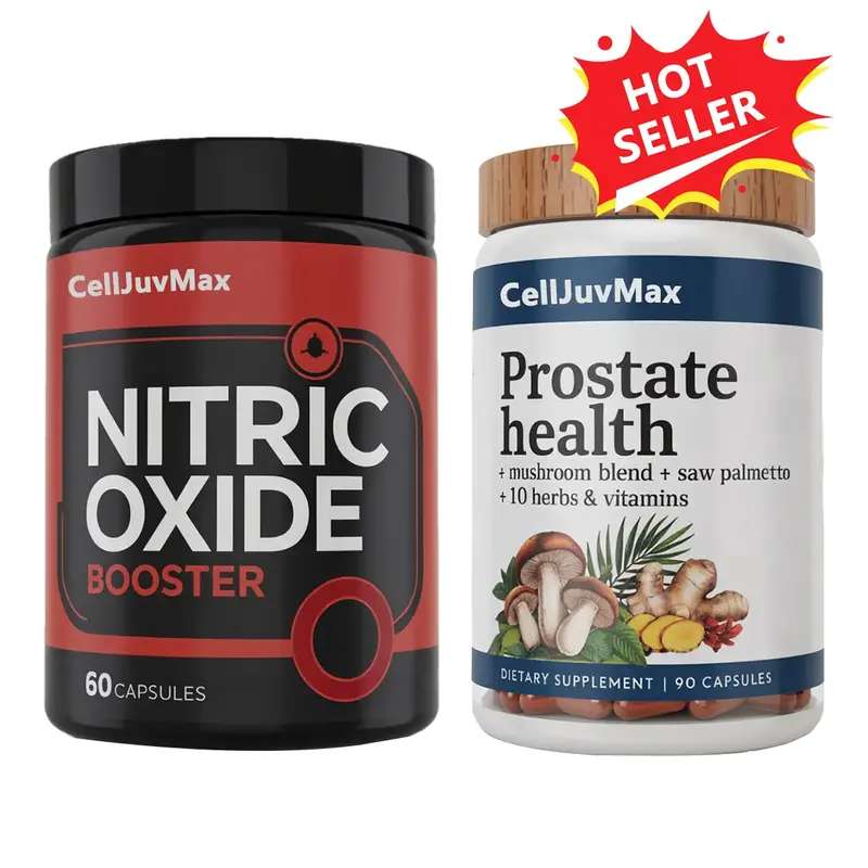 Ultimate Men's Health Bundle: Nitric Oxide Booster (60ct) + Prostate Health Support - Natural Supplement Capsules for Blood C...