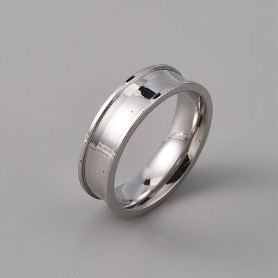 201 Stainless Steel Grooved Finger Ring Settings