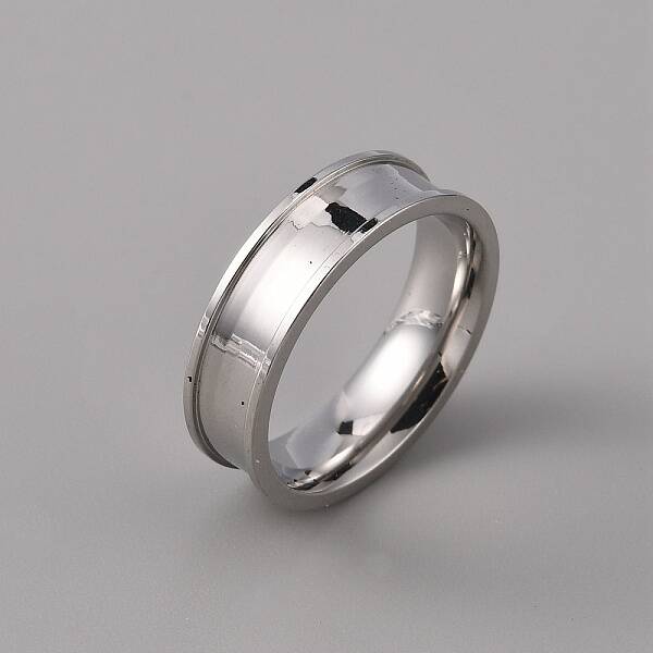 201 Stainless Steel Grooved Finger Ring Settings