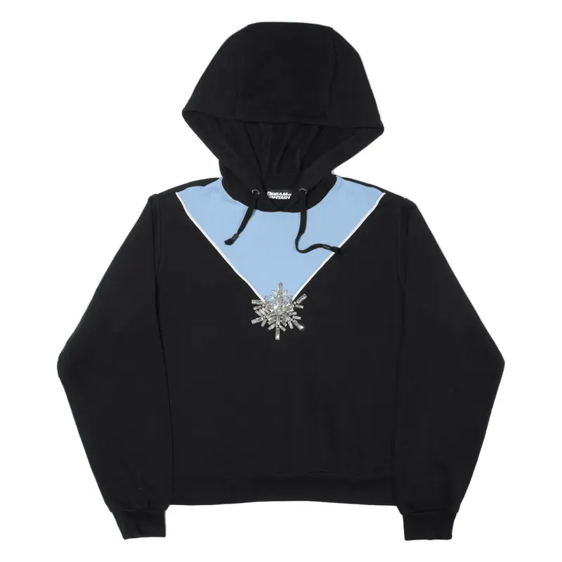 PINKO DREAM ON MOUNTAIN TOP Diamante Hoodie Black Pullover Womens M