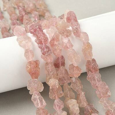 Raw Rough Natural Strawberry Quartz Beads Strands